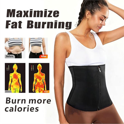 Women's Sauna Suit Waist Trainer, Double Closure Waist Trimmer Belt, Adjustable Tummy Control Shapewear for Workout