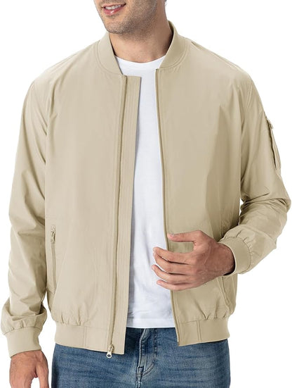 TBMPOY Men's Lightweight Bomber Jackets Light Windbreaker Casual Stylish Fall Golf Zip Up Dress Business Varsity