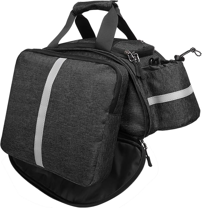 MOSISO Bike Rack Bag, Waterproof Bicycle Trunk Pannier Rear Seat Handbag Cycling Bike Carrier Reflective Backseat Cargo Storage Luggage Saddle Shoulder Bag with Water Bottle Holder&Handle
