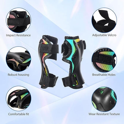 Skateboard Pads Kids/Youth/Adult Shield Elbow Pads and Wrist Guards Protective Gear,Strong Double Straps&Adjustable Easy-Fix Clips for Skateboarding,Rollerblading,ScooterRoller,Skating,Bicycle