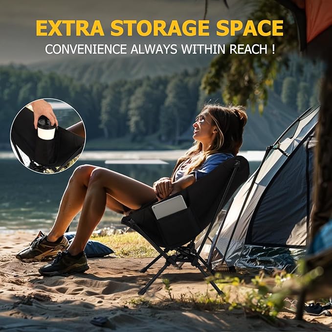 Overmont Ultralight Portable Camping Chair- Lightweight Folding Backpacking Chair, Support up to 330Lbs Compact Beach Chair for Adults with Carry Bag for Backpack Hiking Fishing Outdoor Camp 2pcs