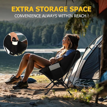 Overmont Ultralight Portable Camping Chair- Lightweight Folding Backpacking Chair, Support up to 330Lbs Compact Beach Chair for Adults with Carry Bag for Backpack Hiking Fishing Outdoor Camp 2pcs