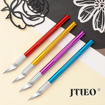 JTIEO 74 Pack Hobby Knife Exacto Knife with 4 Upgrade Sharp Hobby Knives and 70 Spare Craft Knife Blades for Art, Scrapbooking,Stencil