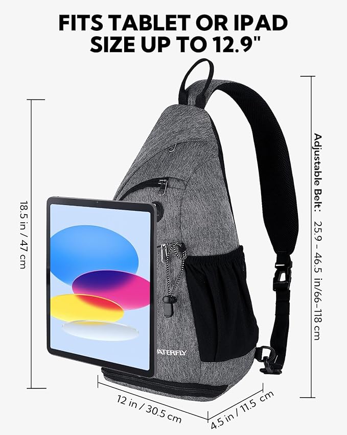 WATERFLY Sling Bag Crossbody Backpack: Over Shoulder Daypack Casual Cross Chest Side Pack