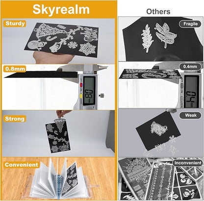 Skyrealm 40 Pcs Stamp & Die Storage Set (20 Bags + 20 Magnetic Sheets), Plus 8 Christmas Cutting Dies for DIY Card Making and Scrapbooking