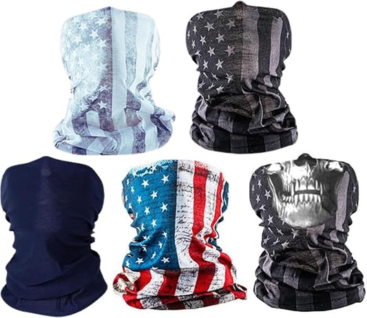 S A Company 5-Pack UV Face Shield | UV 30+ Multipurpose Neck Gaiter Balaclava for Adults