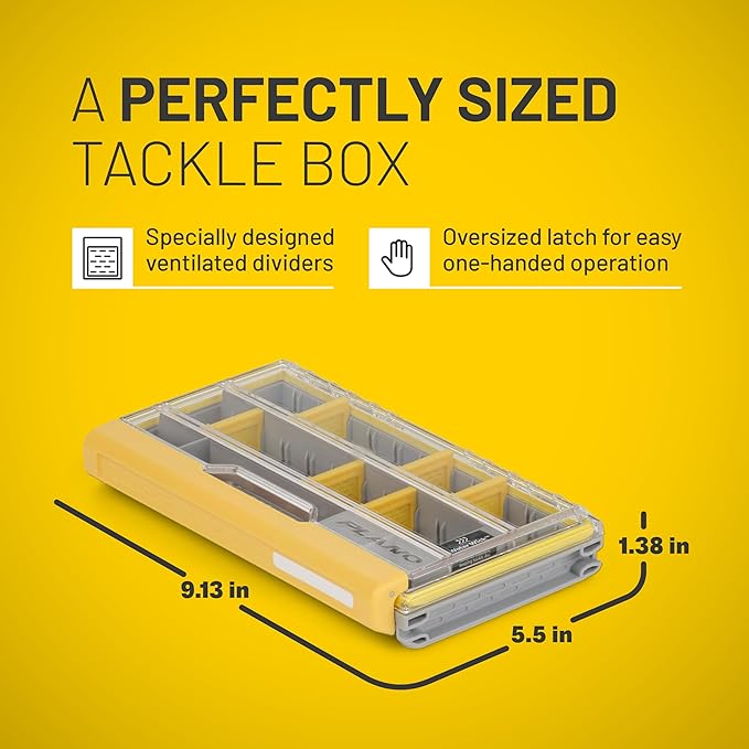 Plano EDGE 3500 Premium Tackle Storage with Rustrictor Rust-Resistant Technology, Gray and Yellow, Waterproof Terminal Tackle Box Organization, Small