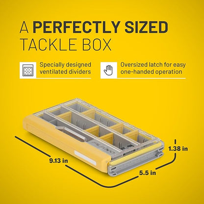 Plano EDGE 3500 Premium Tackle Storage with Rustrictor Rust-Resistant Technology, Gray and Yellow, Waterproof Terminal Tackle Box Organization, Small