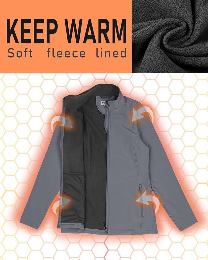 33,000ft Women's Lightweight Softshell Jacket Fleece Lined Windbreaker Waterproof Warm Jacket for Running Golf Hiking