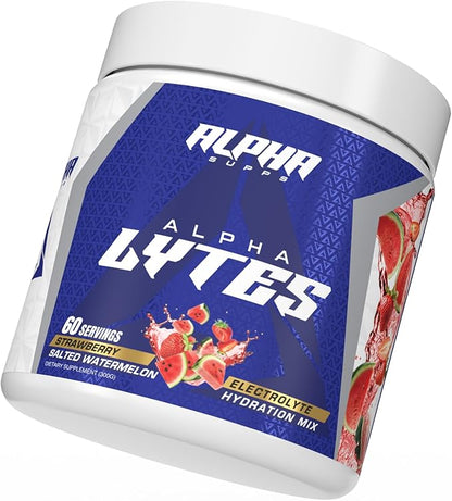 Alpha Lytes - Electrolyte Powder Daily Hydration Drink Mix - Sugar-Free, Zero Calorie Instant Formula with Trace Minerals and Antioxidants (60 Servings, Salted Watermelon Strawberry)