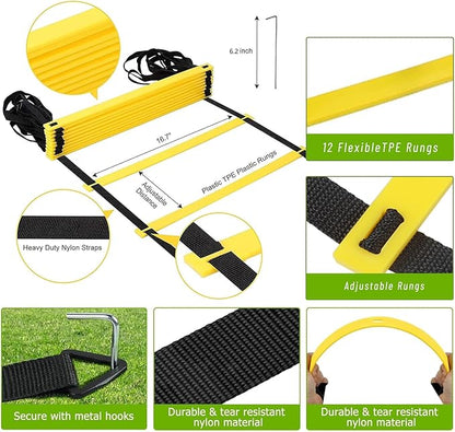 20FT Agility Soccer Ladder Cones for Training Equipment As Gifts for Boys
