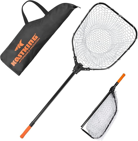 KastKing Brutus Fishing Net, Foldable Extendable Fish Landing Net, Lightweight & Portable Fishing Net with Soft EVA Foam Handle, Holds up to 44lbs/20KG, Fish-Friendly Mesh for a Safe Release