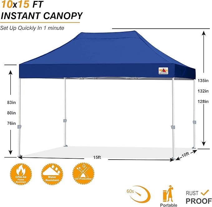 ABCCANOPY Commercial Pop Up Canopy Tent 10x15 Premium-Series, Navy Blue