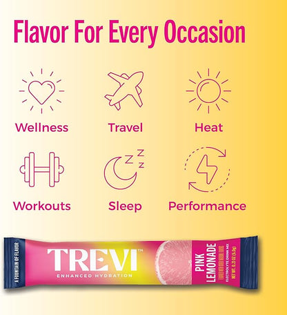 TREVI™ Sugar Free Electrolytes - Drink Mix Hydration Powder Packets - 8 Count - Pink Lemonade