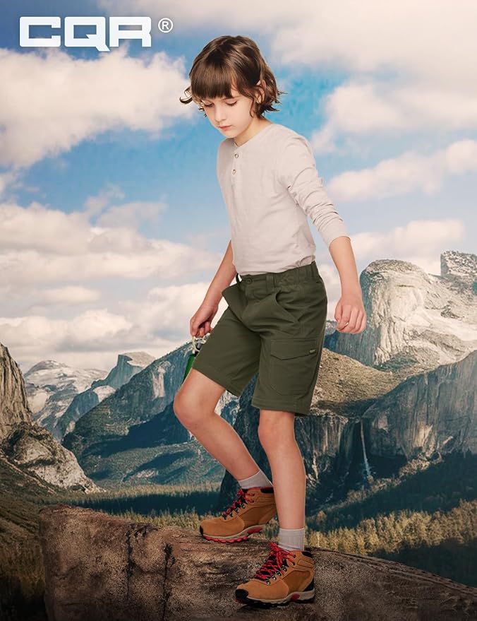 CQR Kids Youth Hiking Cargo Pants, UPF 50+ Quick Dry Convertible Zip Off Pants, Outdoor Camping Pants