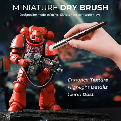 Nicpro Miniature Paint Brushes Dry Brush - 21PCS Model Paint Brush Set with Cloth Roll for Acrylic Oil Watercolor, Detail Paint Brush Drybrush for Model, Miniature Painting, Paint by Numbers, Craft