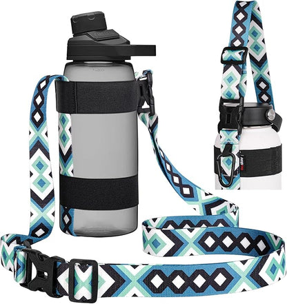 HEYSKAY Water Bottle Holder With Handle and Adjustable Shoulder Strap, Sling With Carabiner for 12oz-40oz Hydro Flask, Sports, Gym, Hiking, Camping, Walking