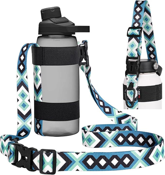 HEYSKAY Water Bottle Holder With Handle and Adjustable Shoulder Strap, Sling With Carabiner for 12oz-40oz Hydro Flask, Sports, Gym, Hiking, Camping, Walking