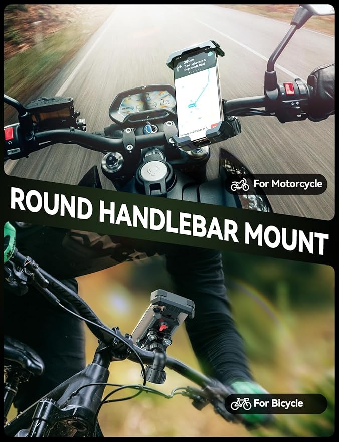 JOYROOM Bike Phone Holder Mount, [Dual Anti Vibration] [2025 Upgrade Reinforcement] Cell Phone Holder for Bike, Bicycle Scooter Accessories, Motorcycle Handlebar Phone Mount for iPhone 17