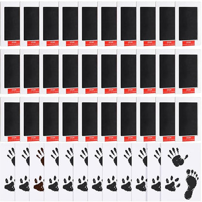 Jetec 60 Set Inkless Baby Footprint and Handprint Kit, Clean Touch Ink Pad for Baby Hand and Footprints, Dog Paw Print Kit with Ink Pads and Imprint Cards for Newborns Babies Pets Gifts (Black)