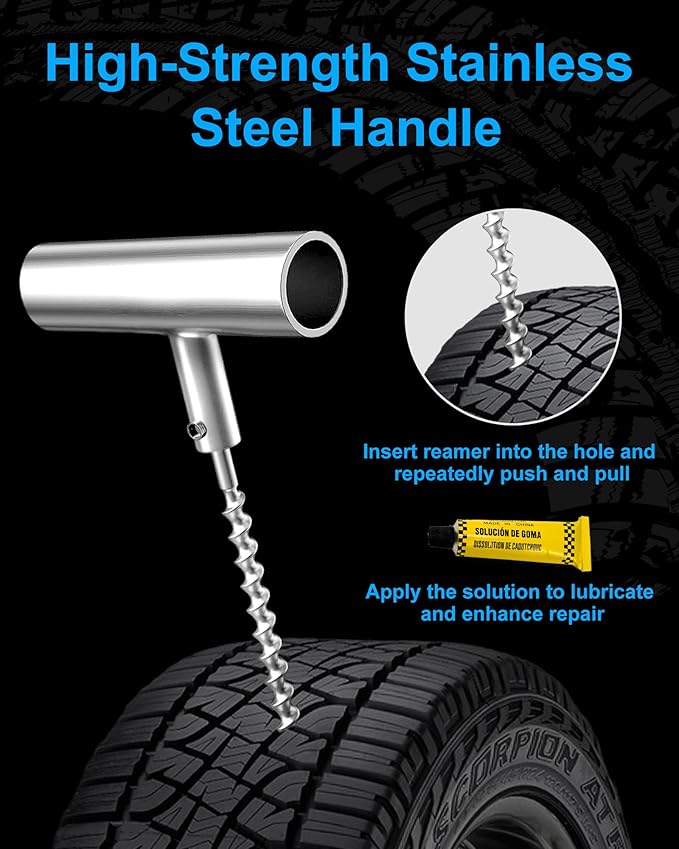 Tire Repair Kit with Plugs, Tire Plug Kit Heavy Duty Professional for Car, ATV, Motorcycle, Truck, Flat Tire Emergency Repair (Boxed Type - 16 PCs)