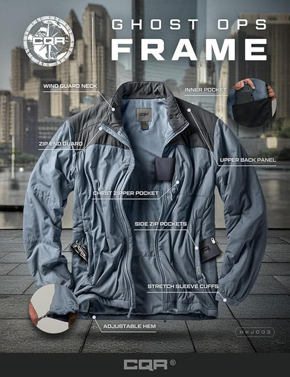 CQR Men's Lightweight Insulated Jacket, Windproof Packable Water Resistant Warm Active Coat for Hiking Work Outdoor Tactical