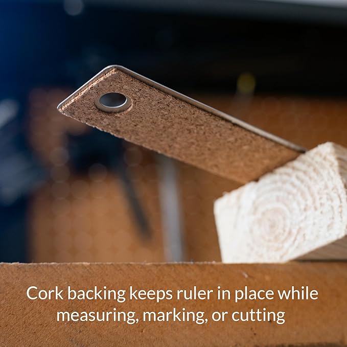 Breman Precision Metal Ruler 36 Inch Cork Back – Stainless Steel Straight Edge, Flexible Non-Slip Metal Ruler with Cork Backing – Imperial & Metric for Crafting, School, Workshop & Home Use