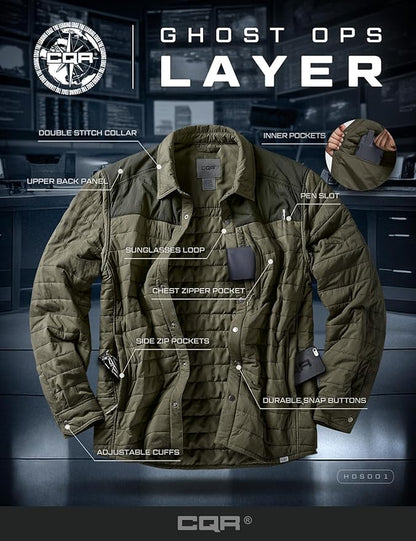 CQR Men's Lightweight Insulated Jacket, Windproof Packable Water Resistant Warm Active Coat for Hiking Work Outdoor Tactical