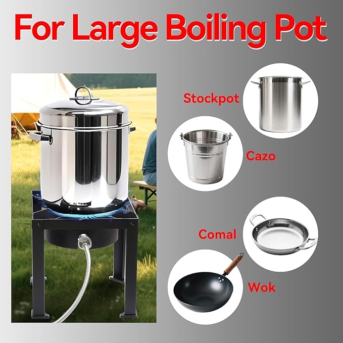 Single Burner Propane Camp Stove | Portable Table Top Gas Grill | High Pressure Gas Stove with 20 PSI Regulator & Hose - for Outdoor Camping Home Brewing Turkey Fry 32.3 * 15.7 * 15.7 in
