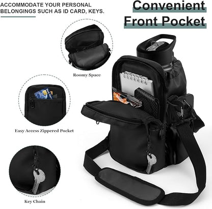 Water Bottle Holder with Strap, 32/40oz Insulation Water Bottle Carrier Bag with Phone Pocket, Water Bottle Sling Bag Crossbody Water Bottle Holder for Hiking Walking