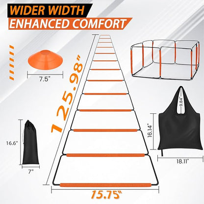 Agility Ladder, Speed Ladder, Agility Ladder Speed Training Equipment, Football Ladder, Footwork Ladder, Training Ladder for Footwork, Foldable Quick Assembly & Non - Tangling & Storage Bag