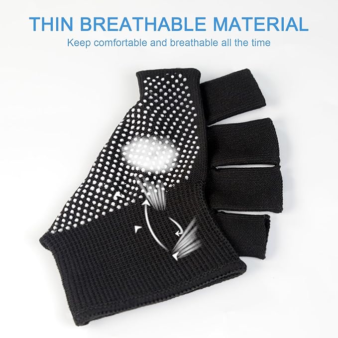 Fingerless Workout Gloves for Men and Women, Black Half-Finger Work Gloves, Fitness Exercise Gloves for Yoga, Weight Lifting, Cycling, Gym, Running, Driving-Breathable, Anti-Slip, Stretchy