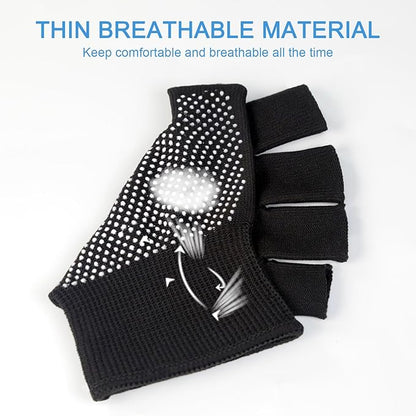 Fingerless Workout Gloves for Men and Women, Black Half-Finger Work Gloves, Fitness Exercise Gloves for Yoga, Weight Lifting, Cycling, Gym, Running, Driving-Breathable, Anti-Slip, Stretchy