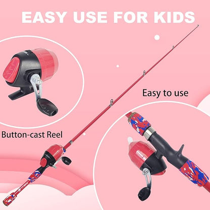 Aventik Kids Fishing Pole - Kids Fishing Starter Kit - with Tackle Box, Reel, Practice Plug, Beginner's Guide and Travel Bag for Boys, Girls