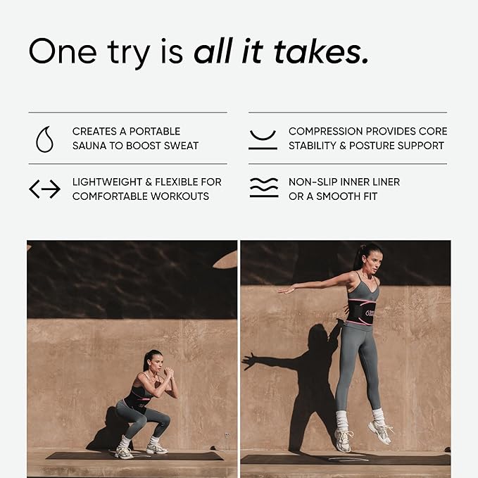 Sports Research Sweet Sweat Waist Trimmer (Core Series) - Premium Sweat Enhancing Fitness Band for Women & Men