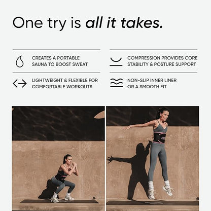 Sports Research Sweet Sweat Waist Trimmer (Core Series) - Premium Sweat Enhancing Fitness Band for Women & Men