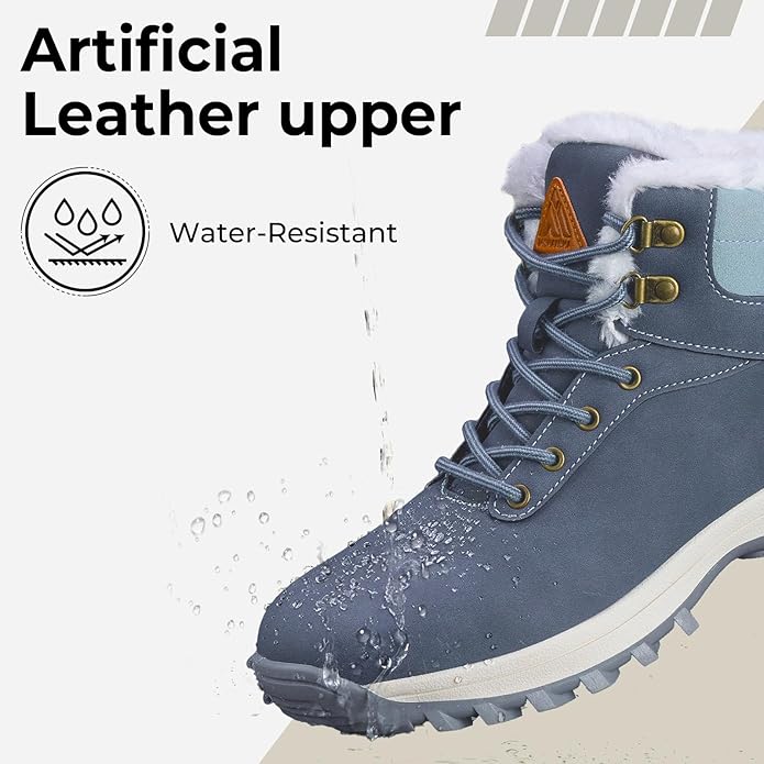 Mishansha Men's Waterproof Snow Boots, Insulated Warm Lined Winter Boot for Cold Weather, Non-Slip Outdoor Trekking Hiking Shoes Size 4-13.5