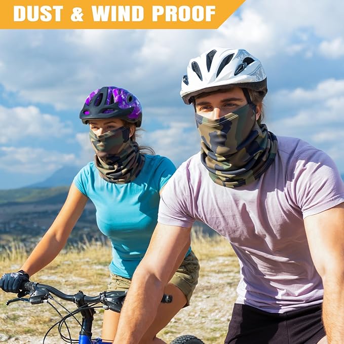 HONGTEYA 6 Pack Neck Gaiter Face Mask: Breathable Windproof Face Cover Balaclava High Elastic Earloop Bandana for Men Women