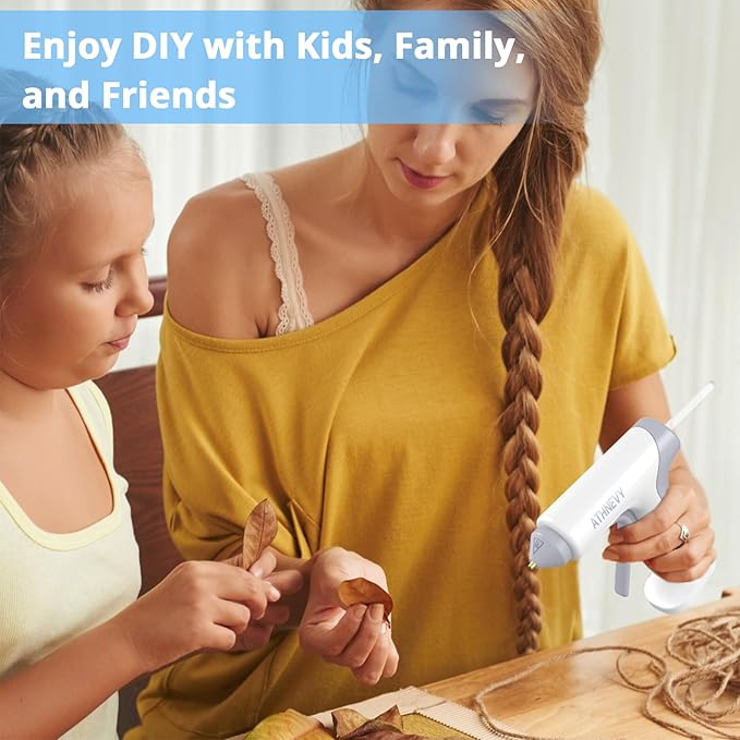 Cordless Hot Glue Gun 4V 20W, 10s Fast Preheat, 30PCS Mini Glue Sticks 7x100mm, Type-C Rechargeable, Anti-Drip, Auto-Off, for DIY Crafts, Repair, Decoration (White)