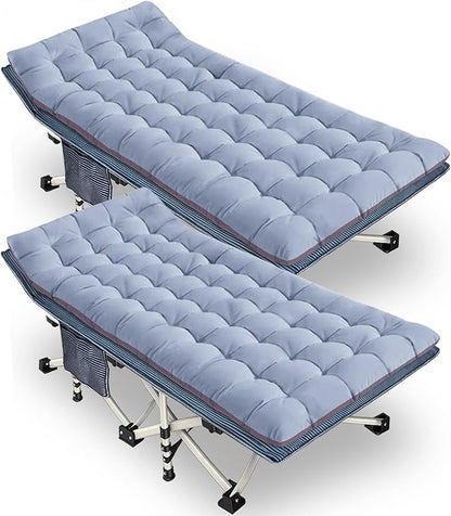 2 Pack Extra Large Cot 32" Width Camping Cot with Comfortable Mattress for Adults Oversize XXL Cots for Camping Bed Folding Cot Heavy Duty with Carry Bag for Outdoor Indoor Home