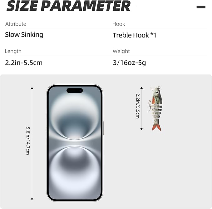 5PCS Lifelike Fishing Lures – Multi-Jointed Swimbait for Bass, Trout, Crappie, Walleye, Pike, Realistic Action with 3D Fish Eyes and Sharp Hooks, Perfect for Fishing Kits in Saltwater & Freshwater