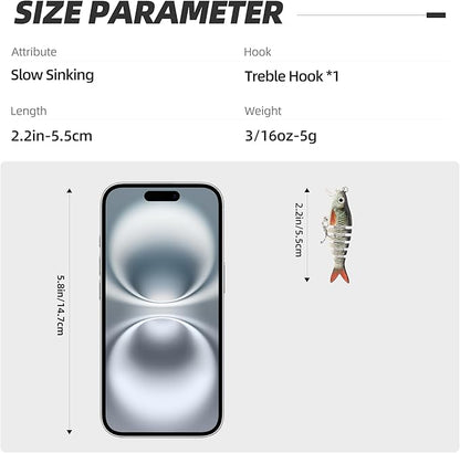 5PCS Lifelike Fishing Lures – Multi-Jointed Swimbait for Bass, Trout, Crappie, Walleye, Pike, Realistic Action with 3D Fish Eyes and Sharp Hooks, Perfect for Fishing Kits in Saltwater & Freshwater