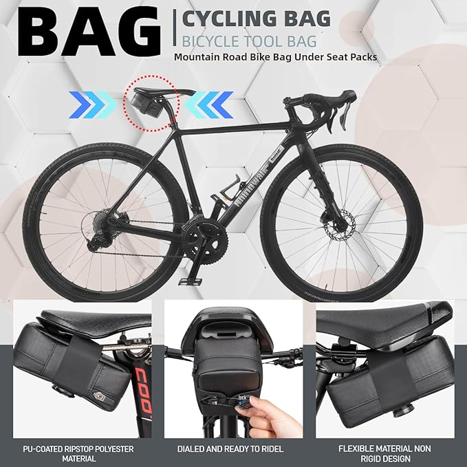 Bike Seat Bag, Bicycle Saddle Bag,Bicycle Strap-On Saddle Bag, Cycling Bag, Waterproof Bike Bag for all our essentials, bike bags for Mountain Road Bikes