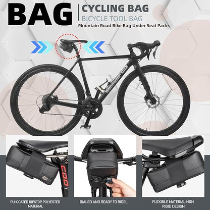 Bike Seat Bag, Bicycle Saddle Bag,Bicycle Strap-On Saddle Bag, Cycling Bag, Waterproof Bike Bag for all our essentials, bike bags for Mountain Road Bikes