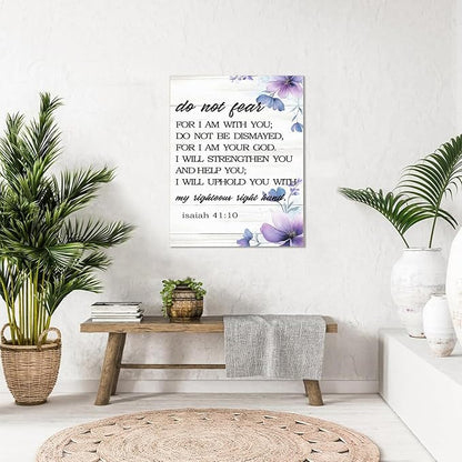 Do Not Fear Isaiah 41:10 Scripture Canvas Painting Bible Verse Wall Art Decor Prints for Home Dining Room Living Room Christian Gifts Framed 8 * 12 Inch