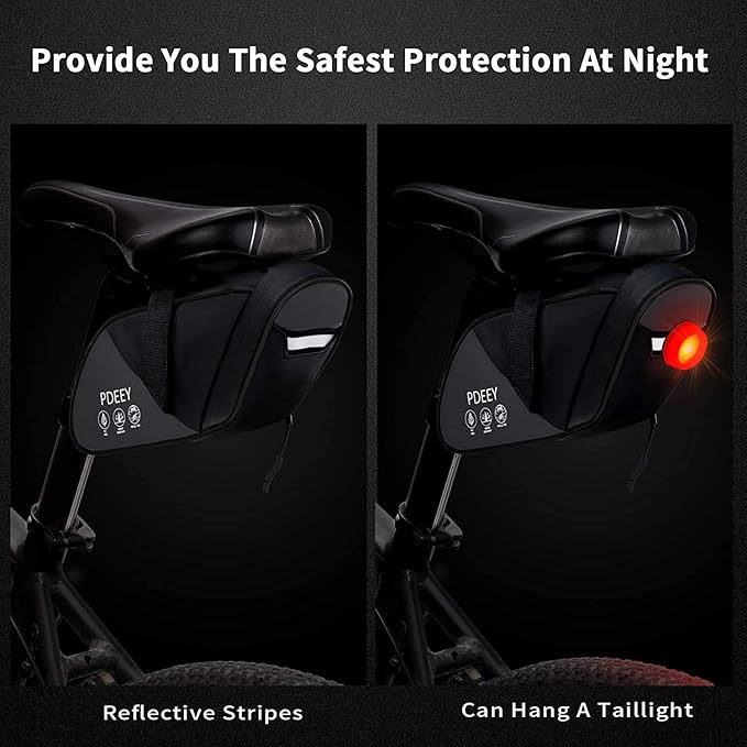 PDEEY Bike Saddle Bag, Bicycle Under Seat Pouch, Cycling Wedge Pack for Mountain Road, Cycling Accessories Storage Velcro Pack Waterproof Durable Pouch for Mountain, Beach or Road Bikes