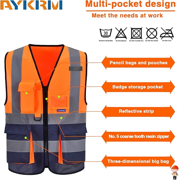 A-SAFETY High Visibility Reflective Safety Vest Customize Logo (XS-8XL)