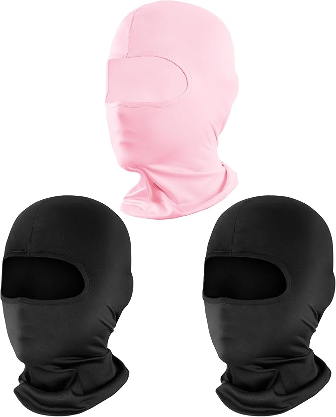 Pukavt 2 Pack 3 Hole Winter Knitted Mask, Full Face Cover Ski Mask Warm Balaclava for Skiing, Motorcycle, Snowboard