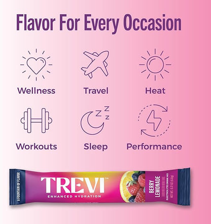 TREVI™ Sugar Free Electrolytes - Drink Mix Hydration Powder Packets - 8 Count - Berry Lemonade