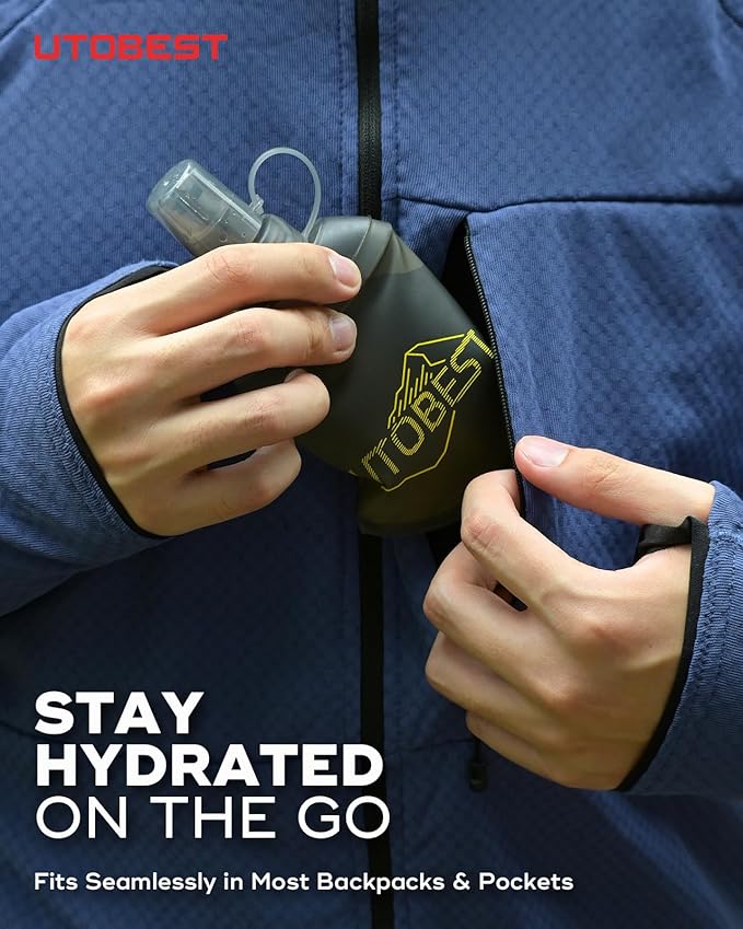 150ml Soft Flask, 1 Pack Flexible TPU Hydration Water Bottle, Collapsible with 28mm Caliber for Running, Hiking, Cycling, Climbing, and Marathon Yellow